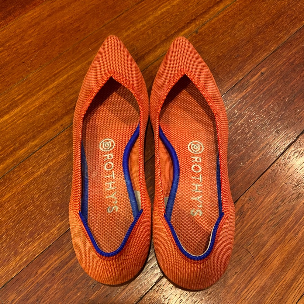 Rothy’s Orange Pointed Toe Flats